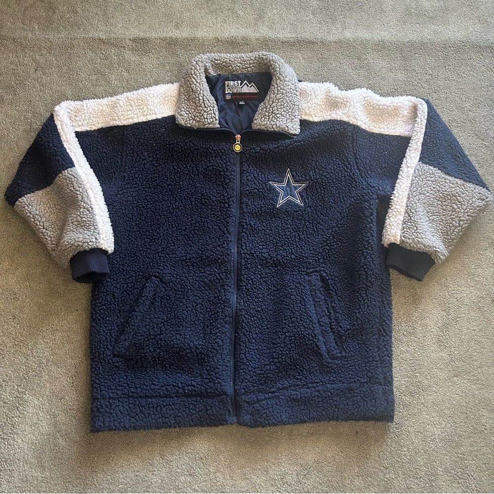 Dallas Cowboys First Down NFL Apparel Sherpa Lined Fur Coat Full Zip Size L/G